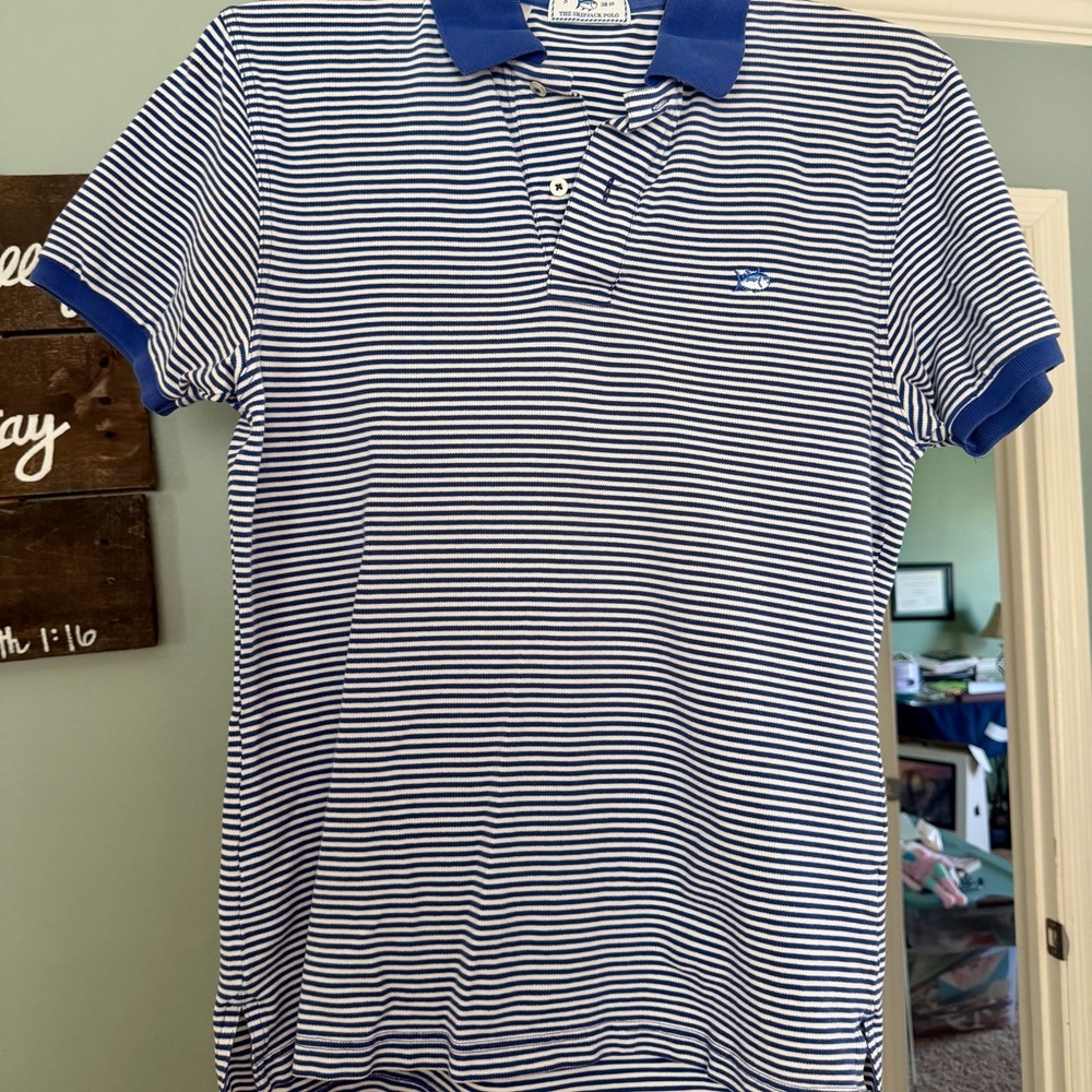 Southern Tide Skipjack Blue and White Striped Polo Shirt